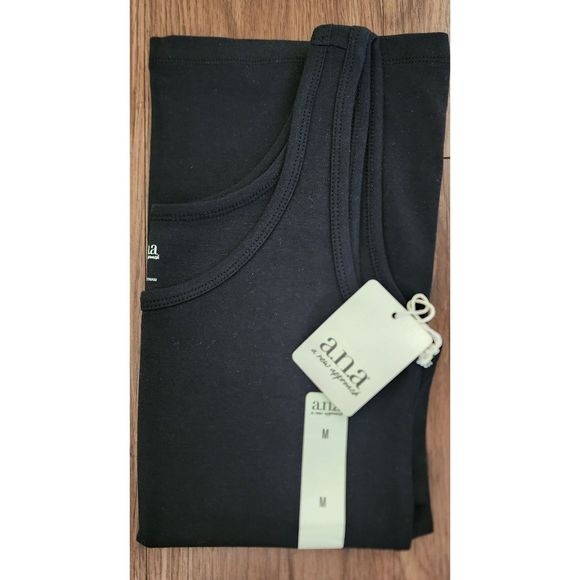 NWT Womens Size M A.N.A Cotton Tank BLACK - Picture 1 of 3